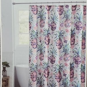 Aloe Pineaple Flowers Fabric Shower Curtain